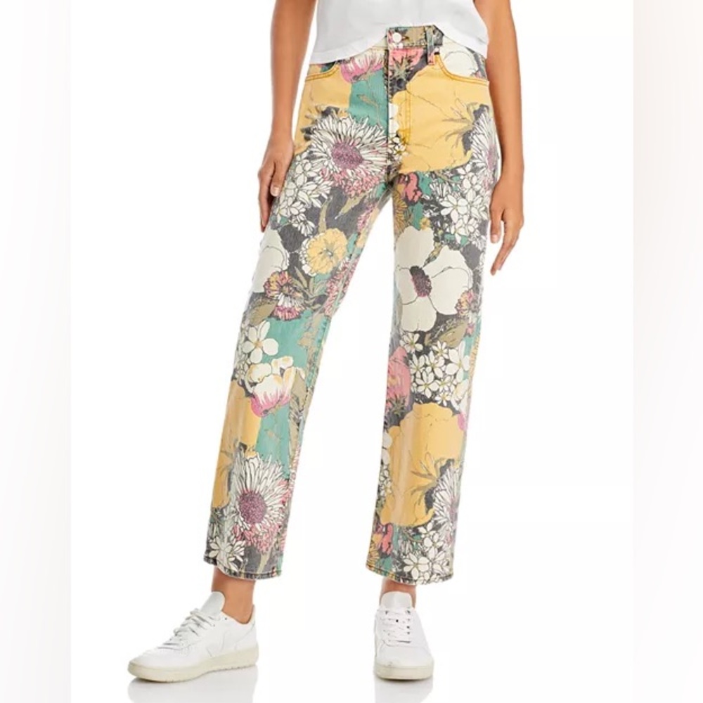 NWT MOTHER rambler zip ankle jeans in build me up buttercup print